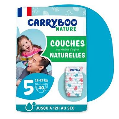 Carryboo Nature Couches naturelles et chou, T5 (12-25kg), 40 couches