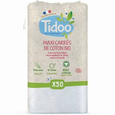 Tidoo Maxi Carrés bébés en coton Bio, 50 pièces