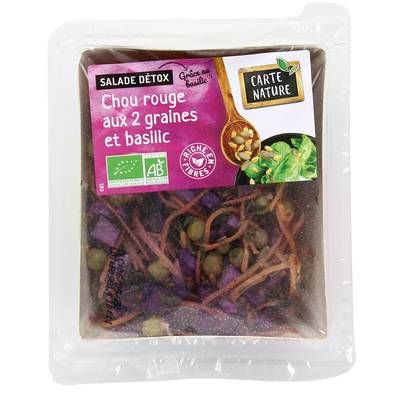 Carte Nature Salade Chou Rouge aux 2 Graines et Basilic Bio, 160g