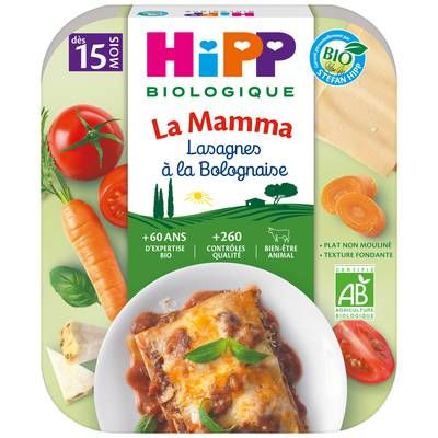 Hipp - La Mamma Lasagnes à la Bolognaise Bio Assiette Bébé Dès 15 mois, 250g