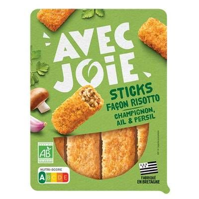 Avec Joie Sticks façon Risotto Champignon, Ail et Persil Bio, 160g