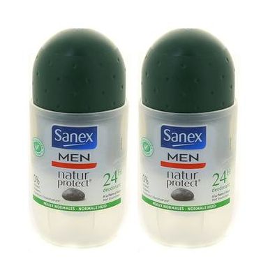 Sanex Men Déodorant bille 24h Natur Protect, Lot de 2x50ml