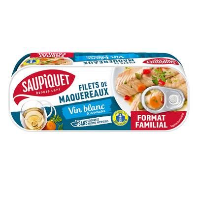 Saupiquet Filets de Maquereaux Marinés Vin blanc et Aromates- Format Familial, 235g