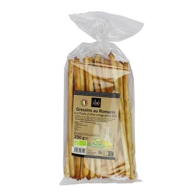 Ibo  Gressins au romarin & huile d'olive vierge extra Bio, 250g