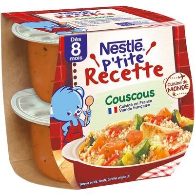 Nestlé - P'tite Recette Couscous Bol Bébé Dès 8 mois, 2x200g
