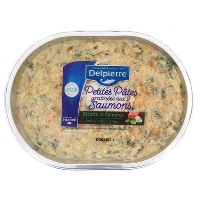 Delpierre Petites pâtes gratinées aux saumons, Barquette de 500g