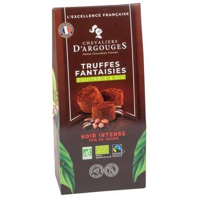 Les Chevaliers d'Argouges Etui truffes fantaisies noir 72% de cacao bio et équitable, 160g