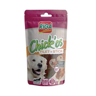 Riga Chick'Os Filet de poulet et Stick - Friandise Récompense pour chien moyen et grand x4, 75 g