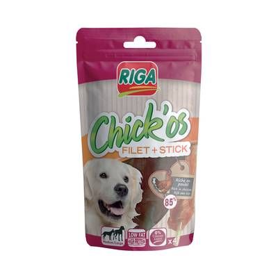 Riga Chick'Os Filet de poulet et Stick - Friandise Récompense pour chien moyen et grand x4, 75 g