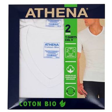 Athena 2 T-shirts col V en coton bio Blanc, Taille 2
