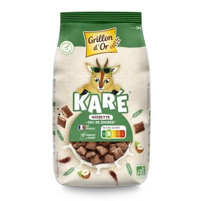 Grillon Or KA'RE Céréales Fourrées Noisettes -30% sucres BIO, 375g