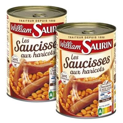 William Saurin Saucisses aux Haricots Cuisinés, Lot de 2x420g