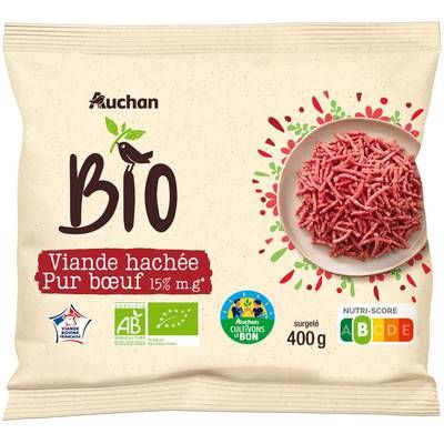 Auchan BIO Viande hachée pur boeuf 15%mg bio, 400g