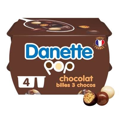Danette Crème dessert chocolat bille chocolat, 4x117g