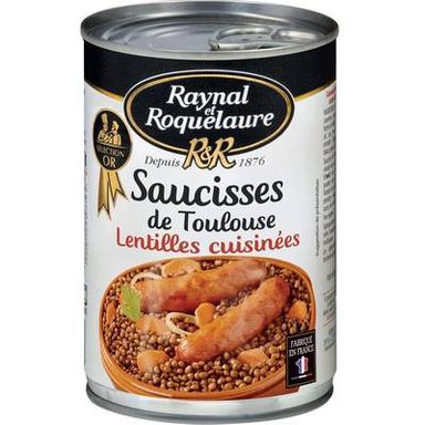 Raynal et Roquelaure Saucisse de Toulouse et lentilles cuisinées, 420g