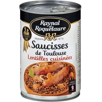 Raynal et Roquelaure Saucisse de Toulouse et lentilles cuisinées, 420g