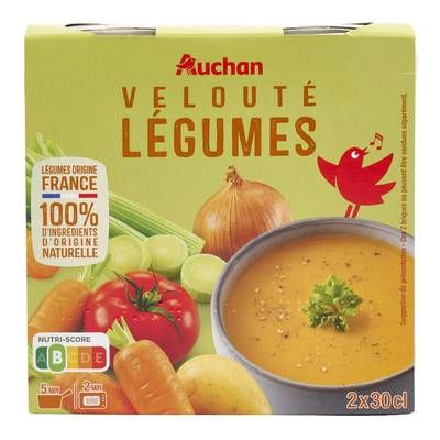 Auchan Soupe veloutée de légumes, 2x30cl