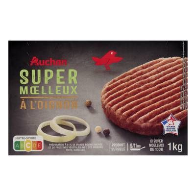 Auchan Haché aux oignons super moelleux 15%mg, 10x100g
