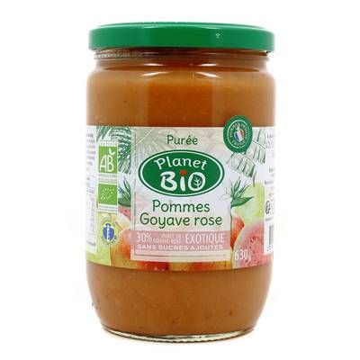 Planet Bio Purée pomme goyave bio sans sucre ajoutés, 630g