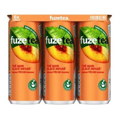 Fuze Tea Thé noir glacé infusé saveur pêche intense, 6x33cl