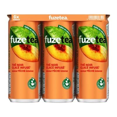 Fuze Tea Thé noir glacé infusé saveur pêche intense, 6x33cl