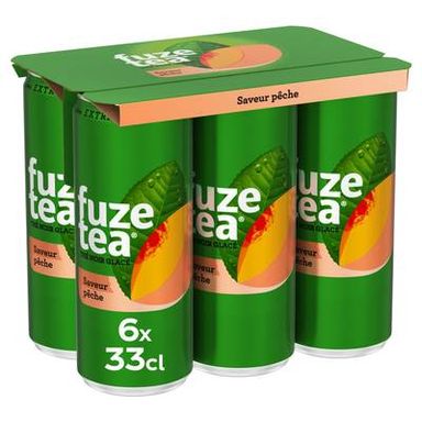 Fuze Tea Thé noir glacé infusé saveur pêche intense, 6x33cl
