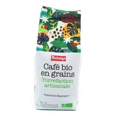 Malongo Café en grains premium torrefaction artisanale bio, 1Kg