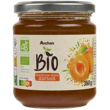 Auchan Bio Confiture extra abricot bio, 350g