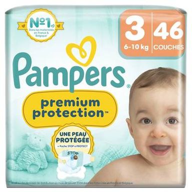 Pampers Premium protection Couches Bébés Premium Protection 6-10kg T3, 46 couches