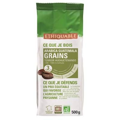 Ethiquable - Commerce Equitable Café Grains Arabica Bio du Guatemala, 500g