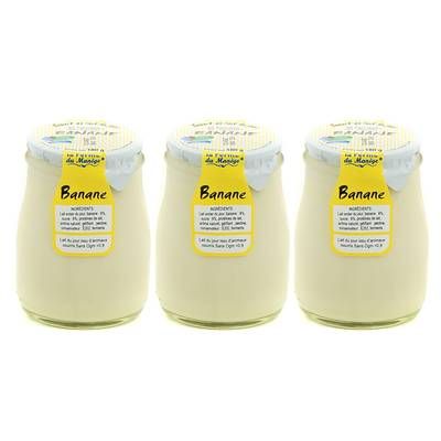 La Ferme du manège Yaourt Banane au lait entier, Lot de 3x180g