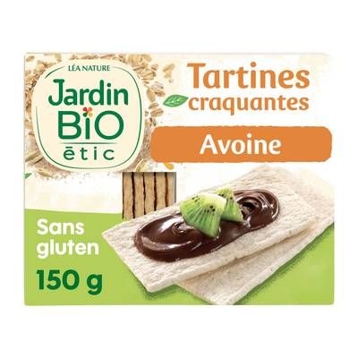 Jardin Bio Etic Tartines Craquantes Avoine Bio sans gluten sans sucres ajoutés, 150g