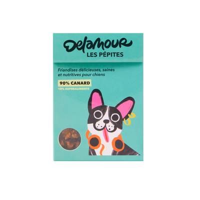 Delamour Pépites Canard Abricot- Friandise récompense pour chien, 75g