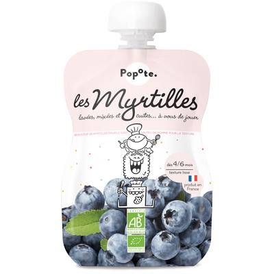 Popote Myrtille Bio Gourde Bébé Dès 4/6 mois, 120g