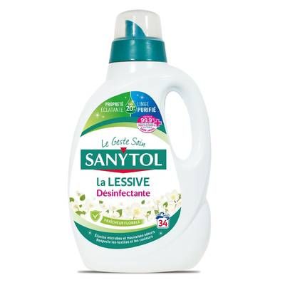 Sanytol Lessive liquide Désinfectante - Fraîcheur Florale, 1,7L
