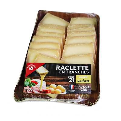 Les Petites Laiteries Raclette Nature et Moutarde - Lait de vache cru, 400g