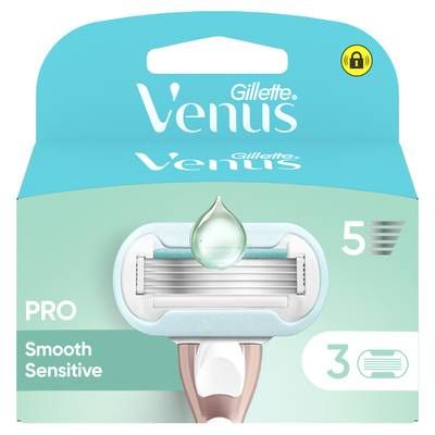 Gillette Venus Lames de rasoir Pro Smooth Sensitive Comfort Glide, 3 lames