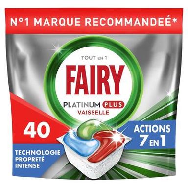 FAIRY Tablette lave-Vaisselle Platinum Plus Tout en 1 Action 7-en-1 Technologie Propreté Intense, 40 capsules