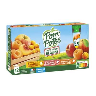 Pom Potes Compote fruits région, 12x90g