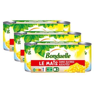 Bonduelle Maïs Sans Sucres Ajoutés, Lot de 3 - 3x140g