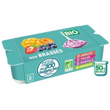 Les 300 laitiers bio Brassés Panachés Bio, 8x125g