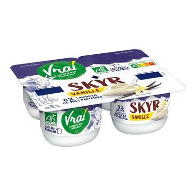 Vrai Skyr bio vanille 0%mg, 4x100g