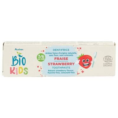 Auchan BIO Dentifrice enfant 3 ans+ à la fraise, 50ml