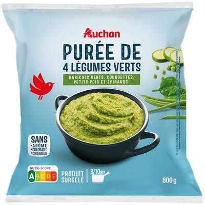 Auchan Purée aux 4 légumes verts, 800g