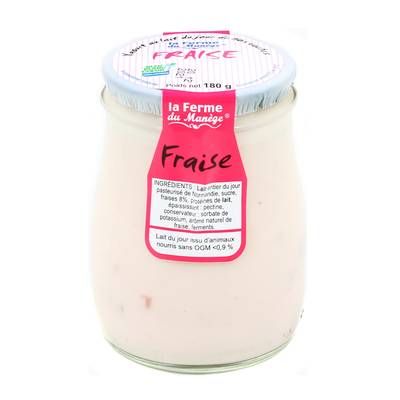La Ferme du manège Yaourt Fraise au lait entier, 180g