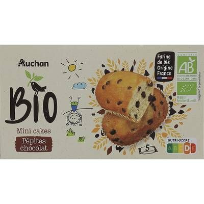Auchan BIO Mini cakes aux pépites de chocolat bio x5, 175g