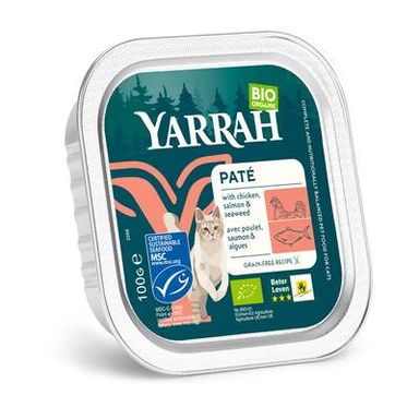 Yarrah Paté bio saumon/crevette pour chat adulte, 100g