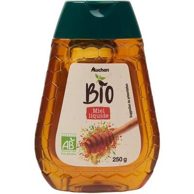 Auchan BIO Miel liquide bio en flacon doseur, 250g