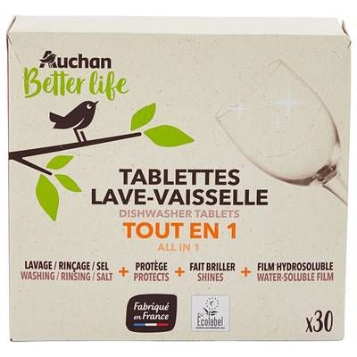 Auchan Tablette lave vaisselle tout en 1 environnement, 30 tablettes