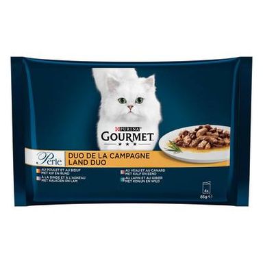 Purina - Gourmet Perle Sachets Duo de la Campagne 4 variétés pour chat, 4x85g
